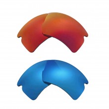 Walleva Fire Red + Ice Blue Polarized Replacement Lenses For Oakley Flak 2.0 XL (OO9188 Series) Sunglasses